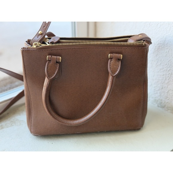 Ralph Lauren Purse Leather Crossbody Satchel Zipper - Picture 6 of 9